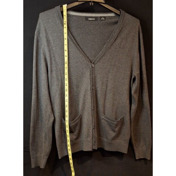 Men's Claiborne Gray Long Sleeve Cardigan Sweater Size Med - Picture 3 of 9